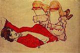 Wally in Red Blouse with Raised Knee